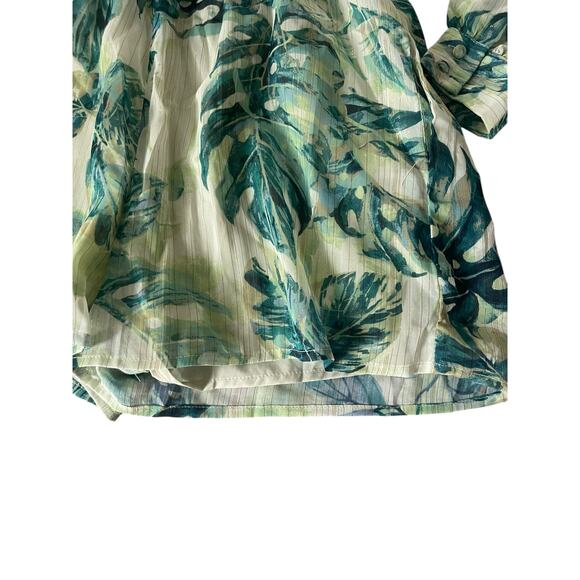 BTFL-Life Green Palm Tree Print Long Sleeve Lightweight Romper Women's Size XS - Picture 6 of 9